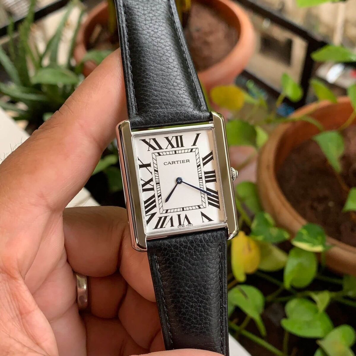 Luxury Tank Style Square Dial Watch – Brown Crocodile Pattern Leather Strap | White Roman Dial | Quartz Movement