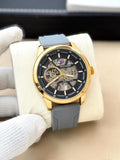 Tommy Hilfiger Automatic Skeleton Dial Men's Watch – Gold & Black with Grey Silicone Strap