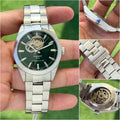 Tissot Men's Automatic Watch – Green Skeleton Dial with Stainless Steel Bracelet