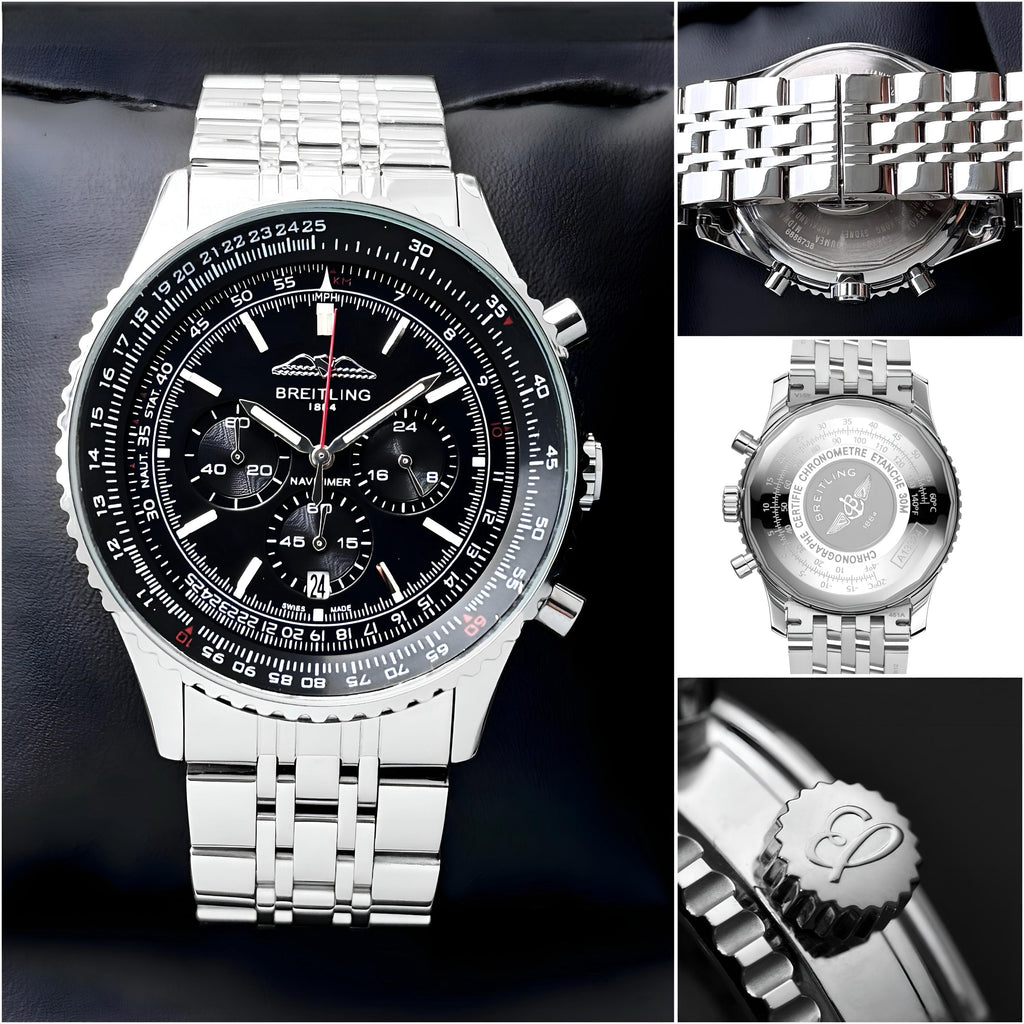 Breitling Black Dial Chronograph Watch for Men