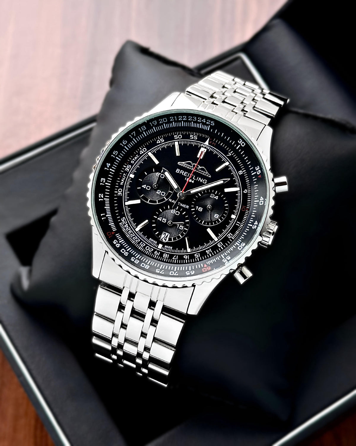 Breitling Black Dial Chronograph Watch for Men