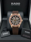 Rado Men's Captain Cook Automatic Watch – Brown Skeleton Dial with Rose Gold Case