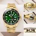 Rolex Men's GMT-Style Watch – Green Dial with Gold-Tone Bracelet