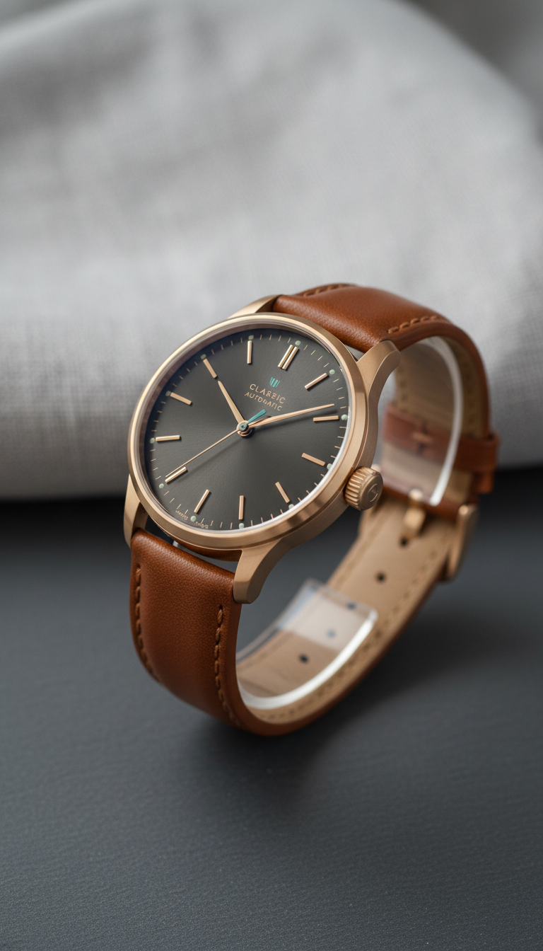 Classic Automatic Watch Cognac Leather